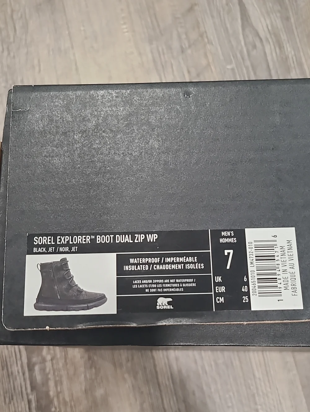 Sorel Men's Explorer Boot Dual Zip Waterproof Size 7.5